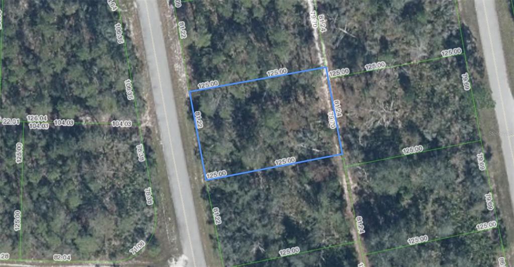 An aerial map shows a rectangular plot of land highlighted in blue — 7524 YUMURI STREET, SEBRING, FL
