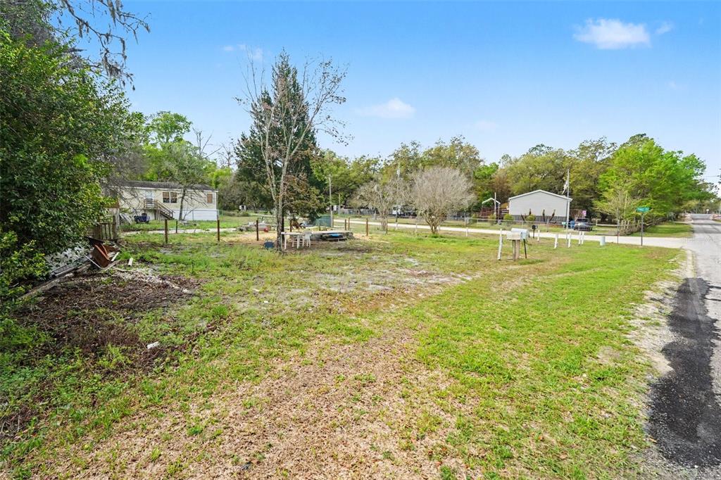 An empty, grassy residential lot features a few trees and a distant mobile home — 34884 REYNOLDS STREET, DADE CITY, FL