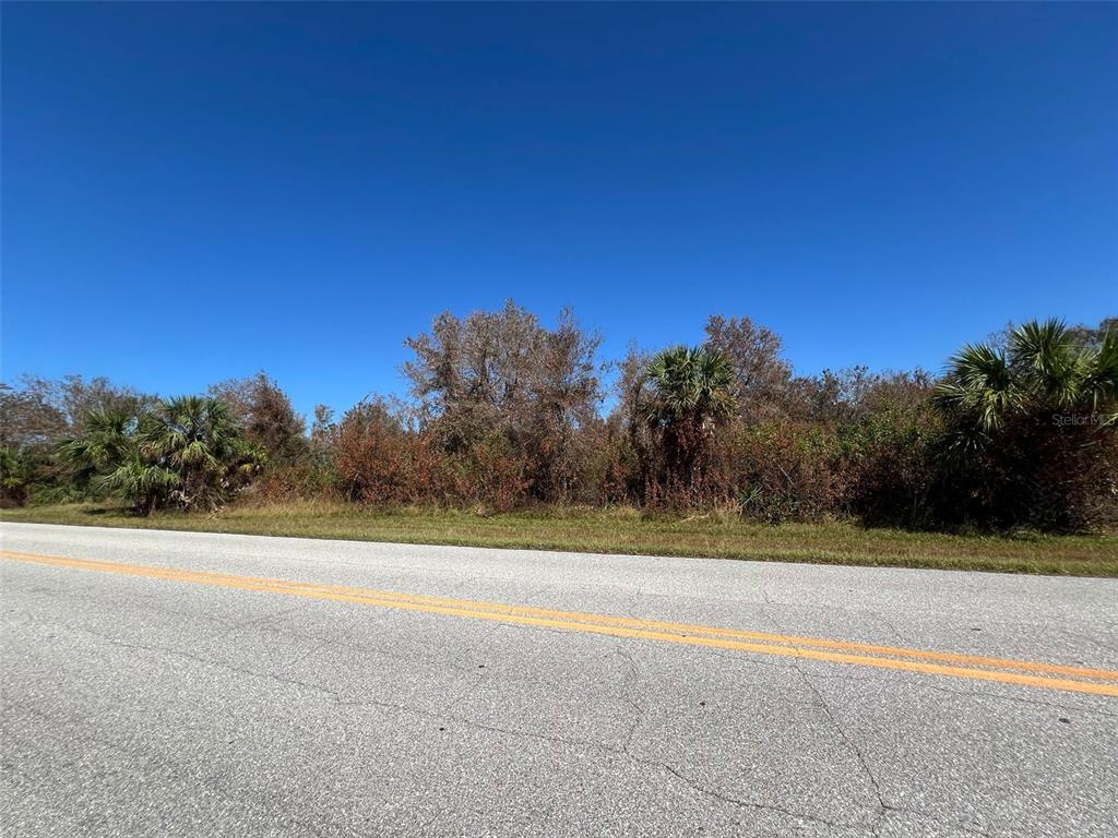 A paved road runs in front of a vacant lot with dense trees and vegetation — 13224 MARATHON BOULEVARD, PORT CHARLOTTE, FL