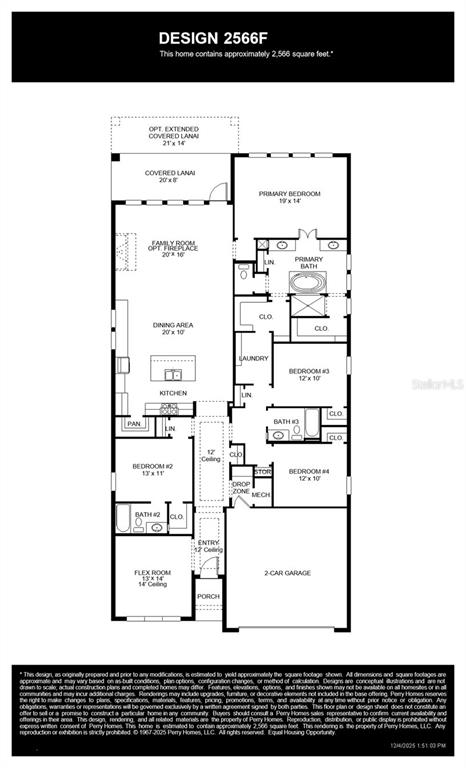 This floor plan shows a single-story house layout with four bedrooms, a garage, and a lanai — 298 HOLLY BANK AVENUE, NOKOMIS, FL