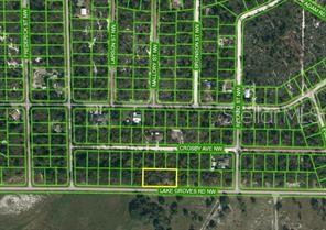 This is an aerial map showing a highlighted vacant lot near Lake Groves Road NW — 1127 LAKE GROVES ROAD NW, LAKE PLACID, FL
