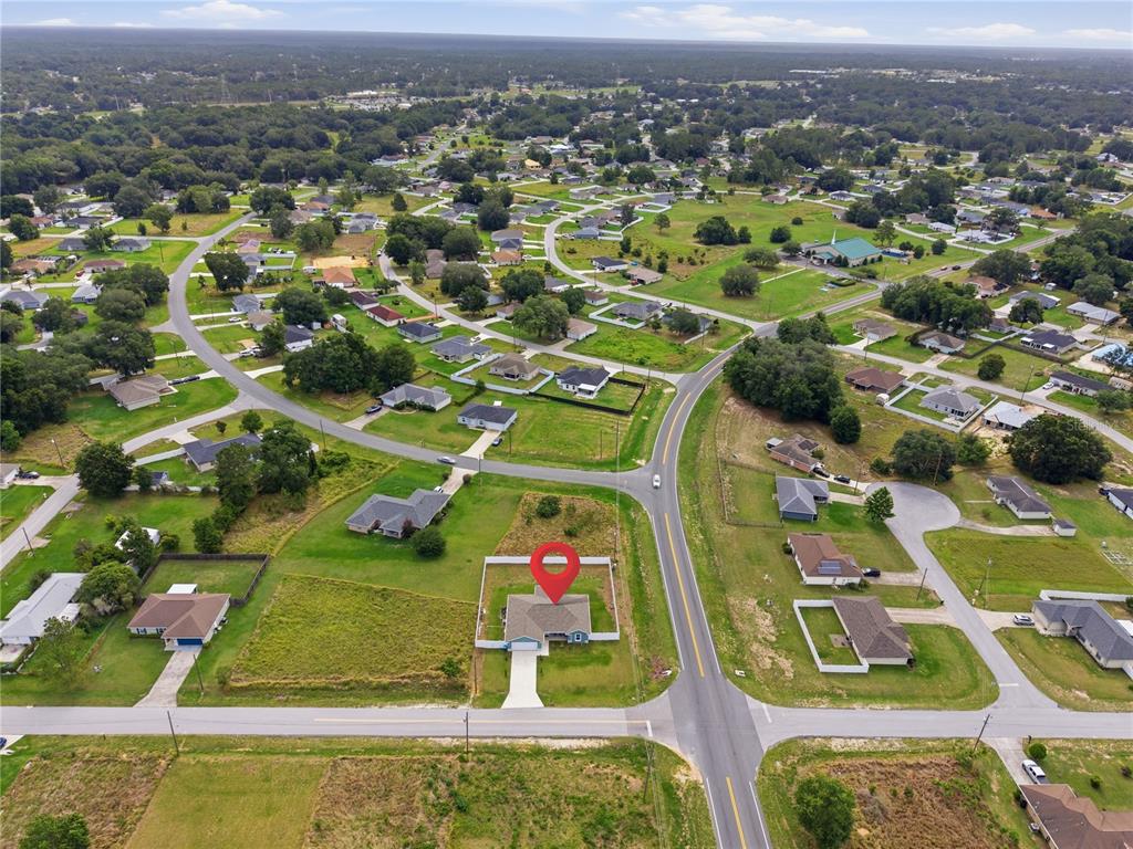 A single-story blue house with a two-car garage and a concrete driveway — 39 DOGWOOD TRAIL, OCALA, FL