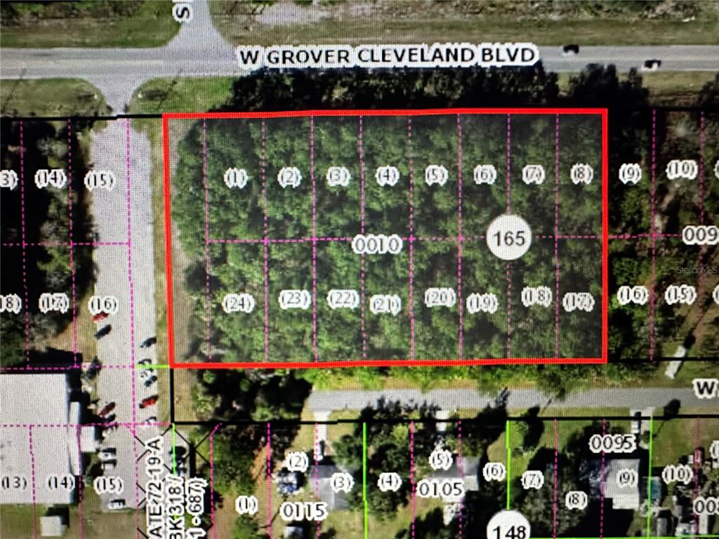 This is a map showing a rectangular plot of land divided into multiple numbered lots — 4025 S MISSOURI STREET, HOMOSASSA, FL