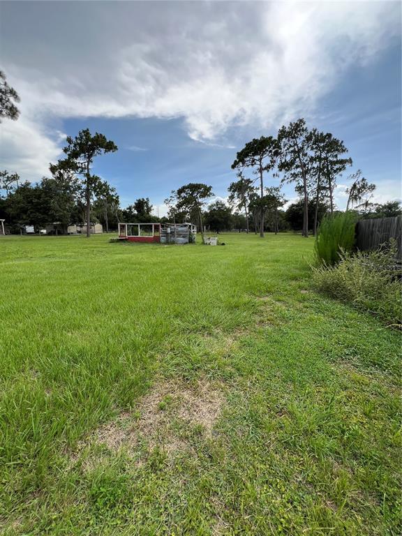 A large, grassy backyard features a small red shed and several tall pine trees — 3760 KAISER AVENUE, ST CLOUD, FL