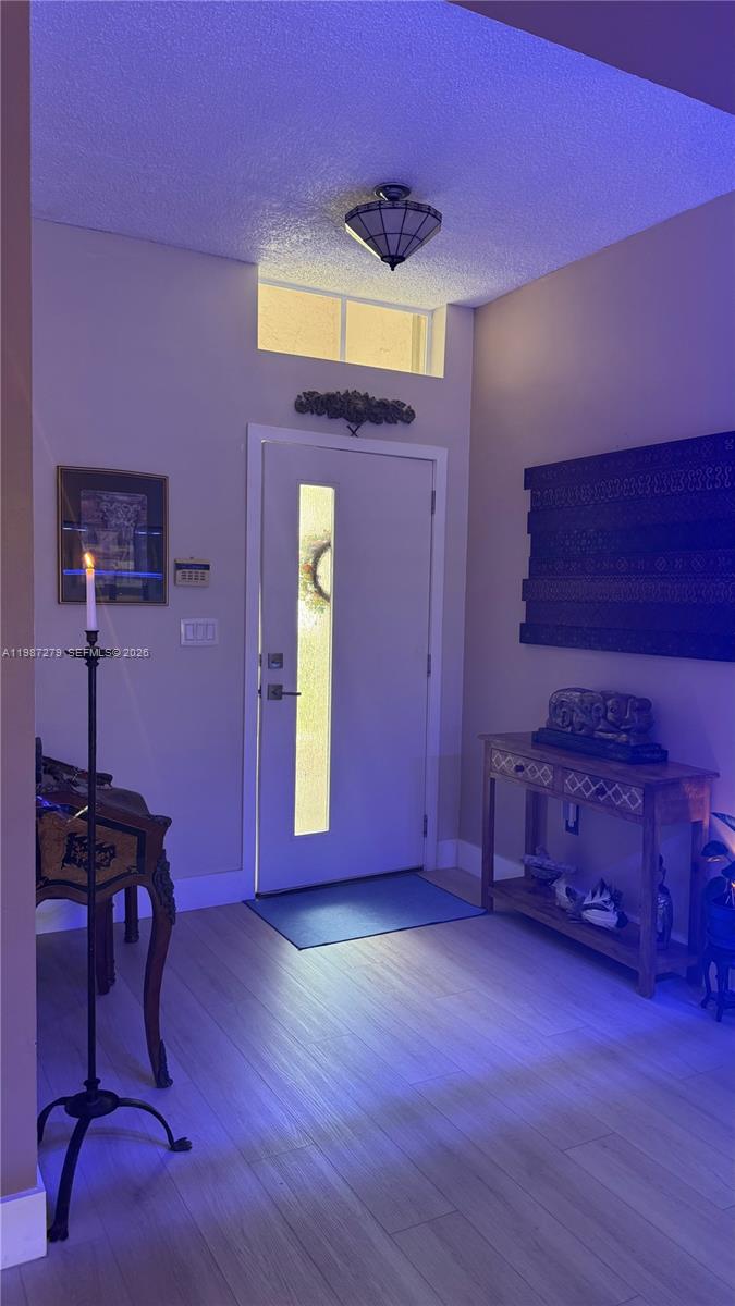 An entryway features a white front door, light wood flooring, and a wooden console table — 4220 SW 153rd Ave, Miramar FL 33027, MIRAMAR, FL