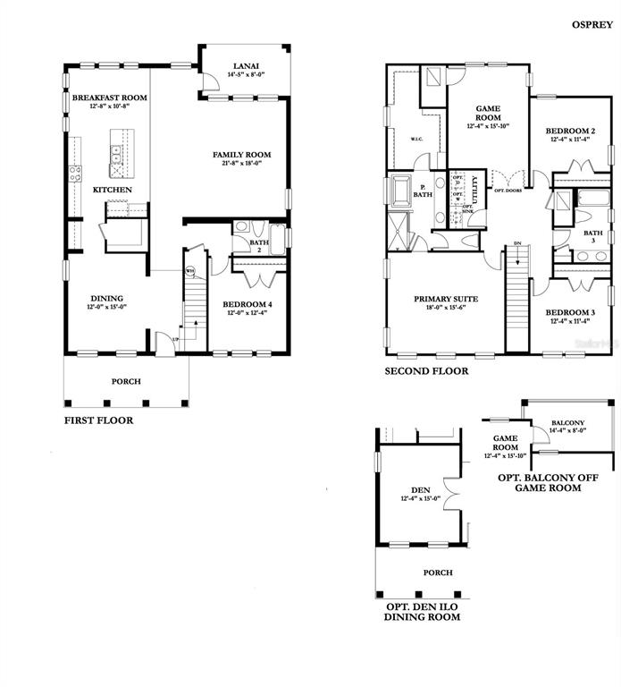 This floor plan shows the layout of a two-story residential home with four bedrooms — 1711 W AILEEN STREET, TAMPA, FL