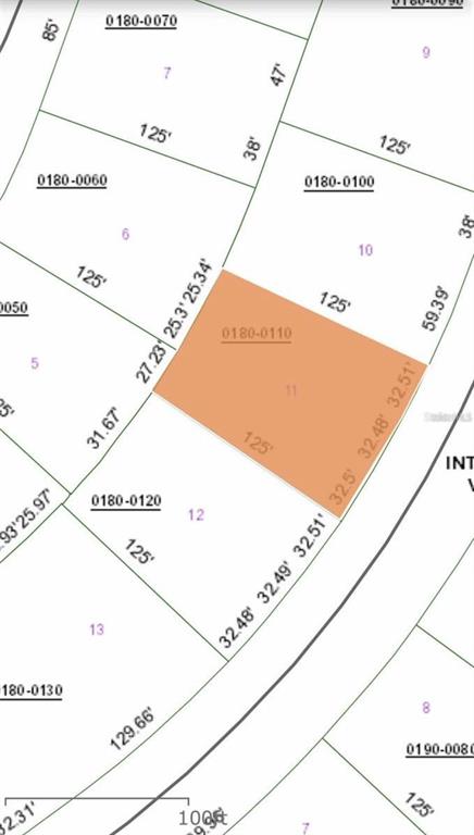 This image is a tax map showing the property boundaries and dimensions of lot 11 — 118 LAKE LUCY CIRCLE, INTERLACHEN, FL