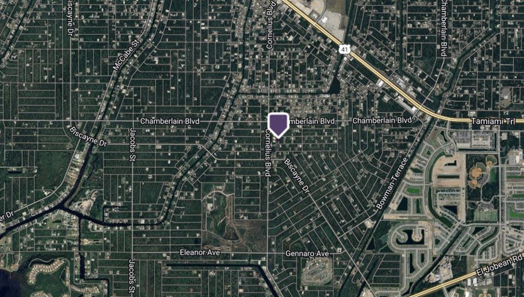 This is a satellite map showing residential streets and a property location marker — 1072 CABOT STREET, PORT CHARLOTTE, FL