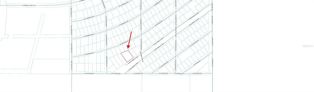 This is a map showing a highlighted parcel of land located between residential streets — N SAN ANGELO PARKWAY, DUNNELLON, FL