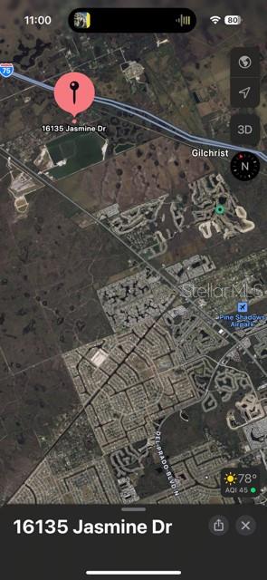 This is a satellite map view showing a residential area and nearby highway — 16135 JASMINE DRIVE, PUNTA GORDA, FL