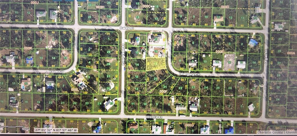 This is a map showing residential property lots and street layouts in a neighborhood — 399 GLENGARY CIRCLE, PUNTA GORDA, FL