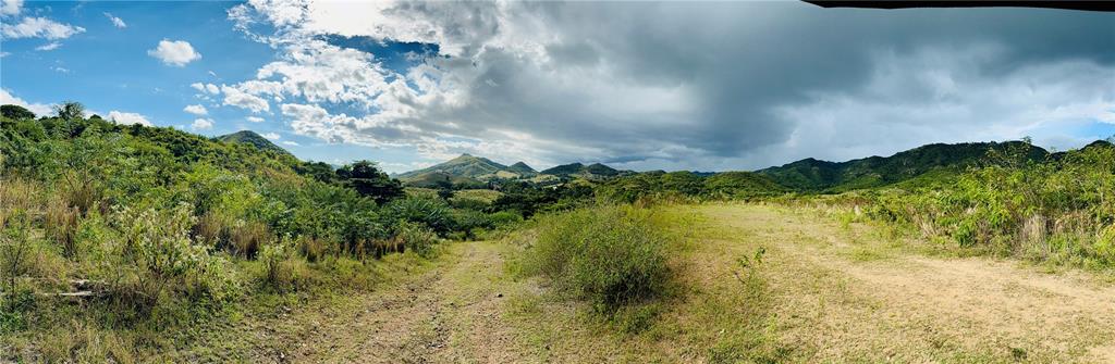 A panoramic view of a grassy, unpaved path leading toward rolling hills under a cloudy sky — 14 ROUTE UNIT KM 41.0, COAMO, PR