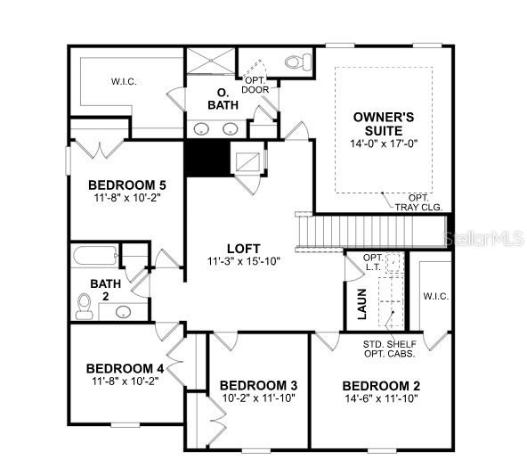 This is a floor plan for the second level of a house featuring five bedrooms — 9609 VIBRANT LANE, VENICE, FL