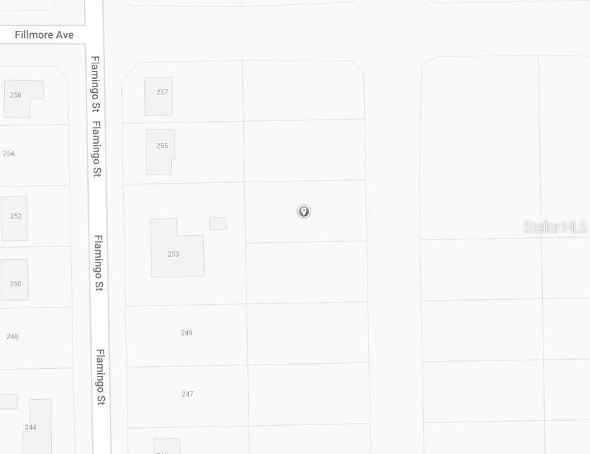 This is a map showing property lot lines and building footprints along Flamingo Street — 252 SANDPIPER STREET, LAKE PLACID, FL