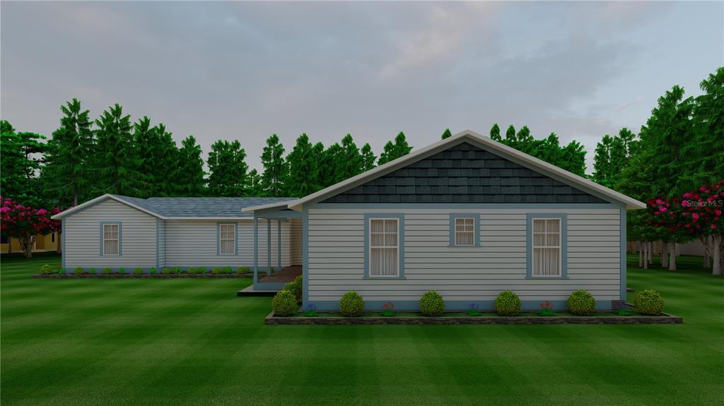 This is a digital rendering of the exterior side view of a single-story residential home — 360 N SUMMIT AVENUE, LAKE HELEN, FL