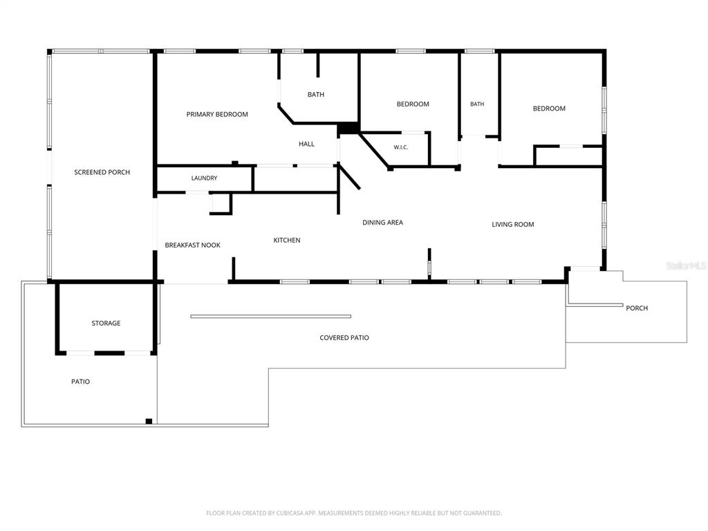 This is a floor plan of a single-story house featuring three bedrooms and a patio — 3562 LAZY LAKE DRIVE N, LAKELAND, FL