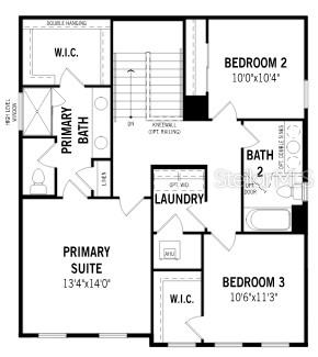 This is a floor plan for the second level of a home featuring three bedrooms — 125 GREENHOUSE GROVE STREET, GROVELAND, FL
