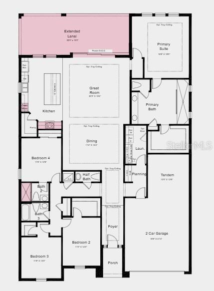 This is a floor plan for a single-story house featuring four bedrooms and a garage — 50 GRECO DRIVE, PALM COAST, FL