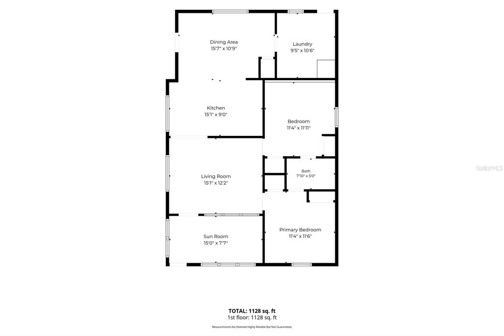 This is a floor plan for a single-story home with two bedrooms and one bathroom — 730 WESTOVER PARKWAY, BARTOW, FL
