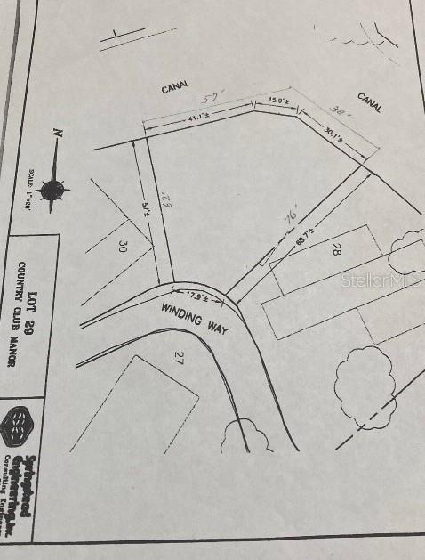 This is a survey map showing the property lines and dimensions for Lot 29 on Winding Way — 29 CLUB HOUSE, EUSTIS, FL