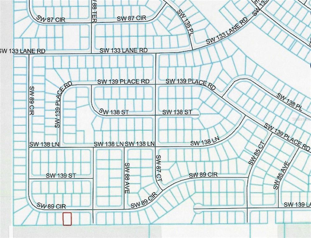This image is a map showing the layout of residential streets and property lots — lot 24 SW 89TH CIRCLE, OCALA, FL