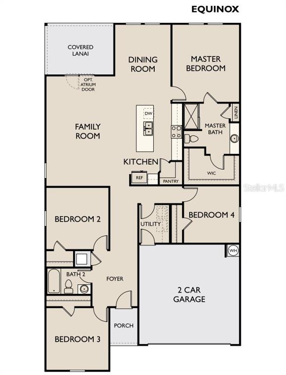 This is a floor plan for a four-bedroom home with a two-car garage and lanai — 10866 CURVING CREEK LOOP, PARRISH, FL