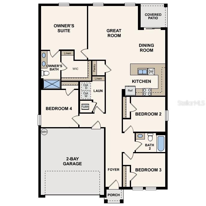 This is a floor plan for a single-story home with four bedrooms and a garage — 16998 SW 44TH CIRCLE, OCALA, FL