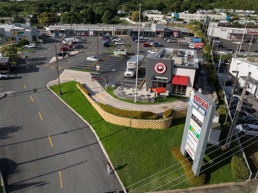 An aerial view shows a Panda Express restaurant and a shopping center parking lot — carretera 3 , km 45.5 CARRETERA 3, FAJARDO, PR