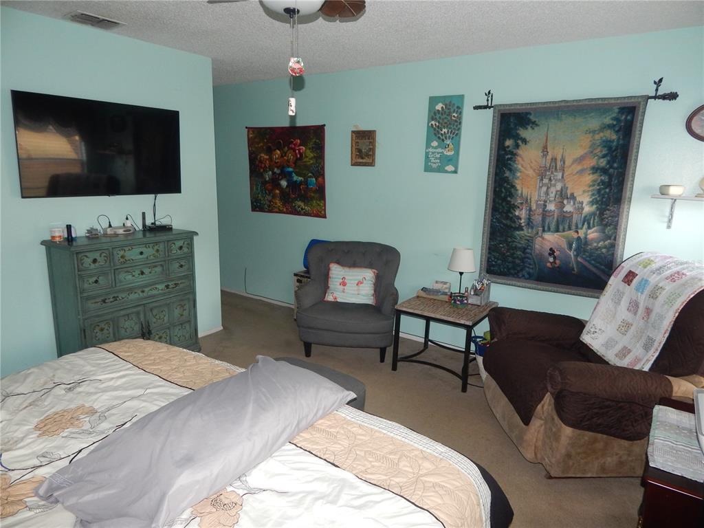 A bedroom features light blue walls, a television on a dresser, and two armchairs — 5517 WESTBROOK DRIVE, ORLANDO, FL