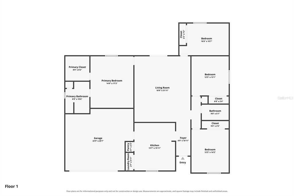 This is a floor plan for a single-story house with a garage and four bedrooms — 19 BURRELL PLACE, PALM COAST, FL