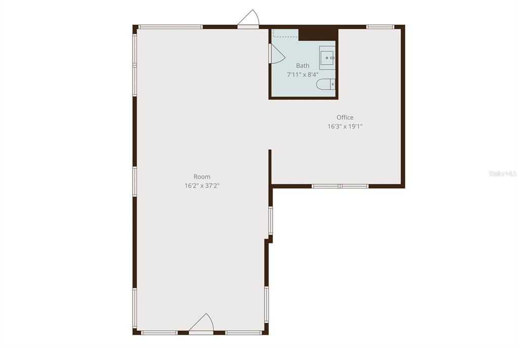 This floor plan shows a large room, an office, and a bathroom — 830 W KENNEDY BOULEVARD, TAMPA, FL