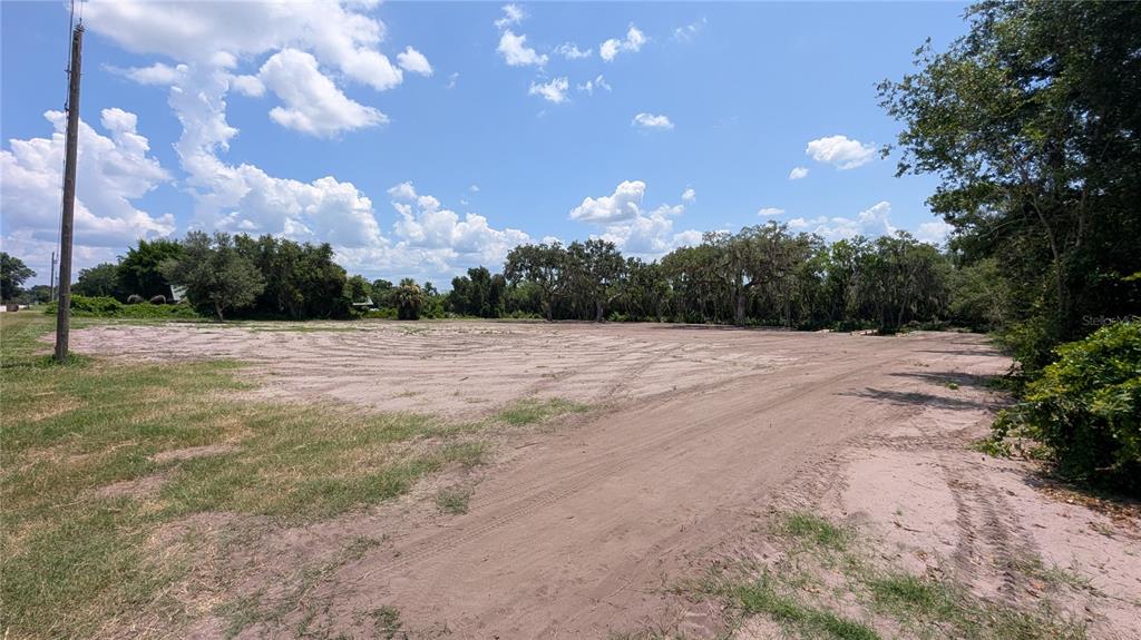 A large, cleared, sandy vacant lot features scattered trees under a bright blue sky — SULEN ROAD, LADY LAKE, FL