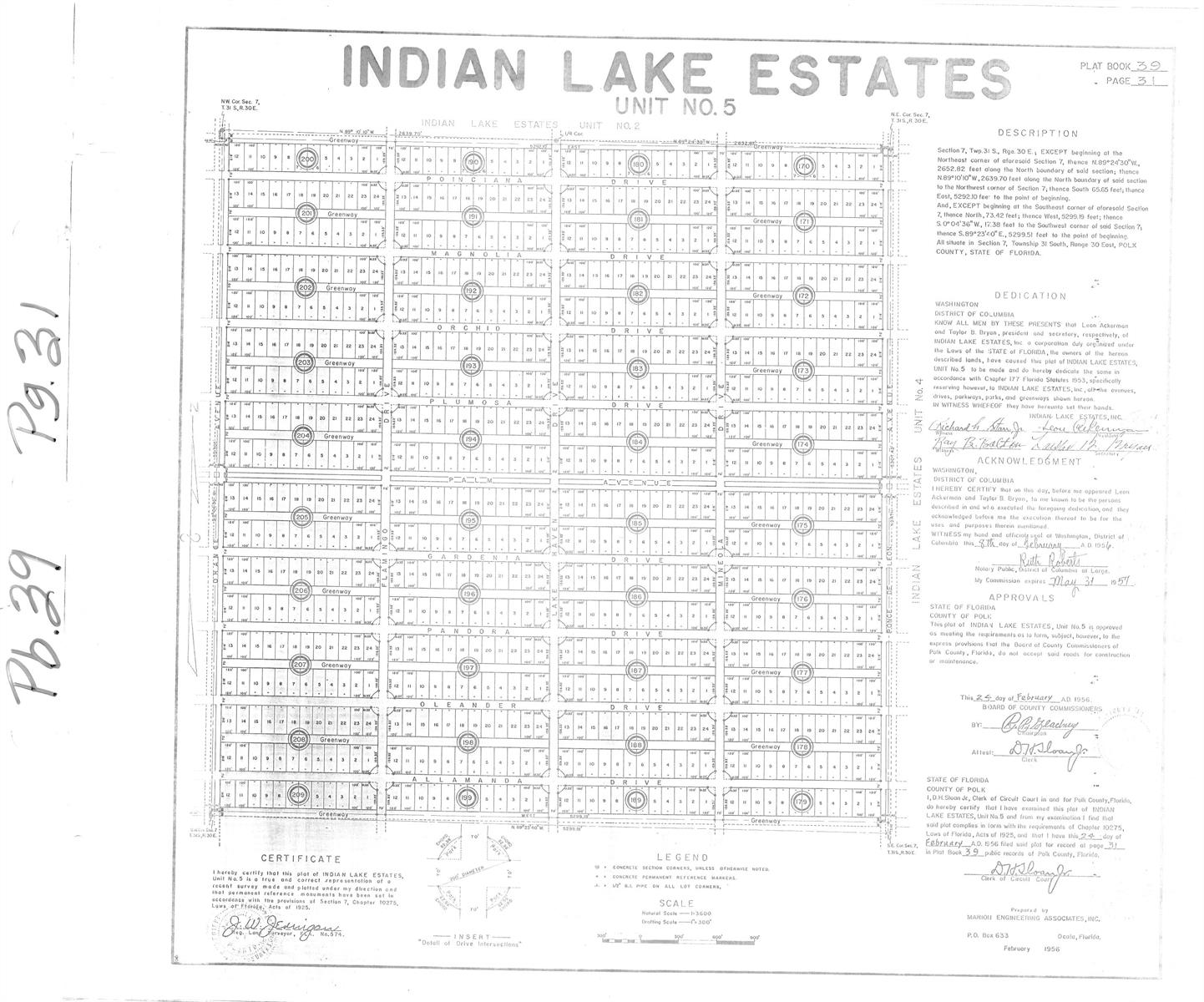 This is a land plat map for Indian Lake Estates Unit No. 5 — 0 Magnolia Drive, FL 33855, FL
