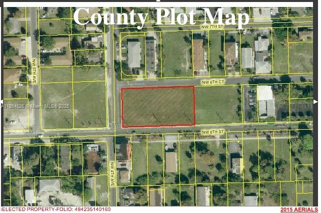 This is a county plot map showing an aerial view of a rectangular parcel of land — 6 Nw Ct, Pompano Beach FL 33060, POMPANO BEACH, FL