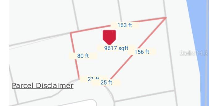 A map showing the property lines and dimensions of a 9,617 square foot parcel of land — 14534 MARLIN COURT, PLACIDA, FL
