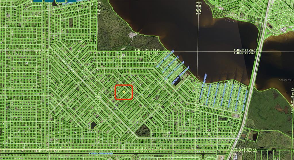 This is a satellite map view showing a highlighted property lot within a residential neighborhood — 5237 CHANEY TERRACE, PORT CHARLOTTE, FL