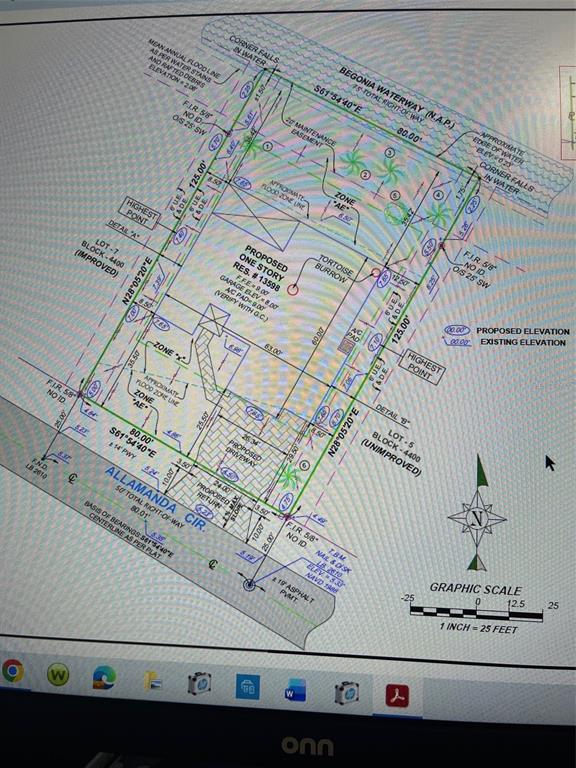 This is a site plan rendering for a proposed one-story residential property on a lot — 13598 ALLAMANDA CIRCLE, PORT CHARLOTTE, FL
