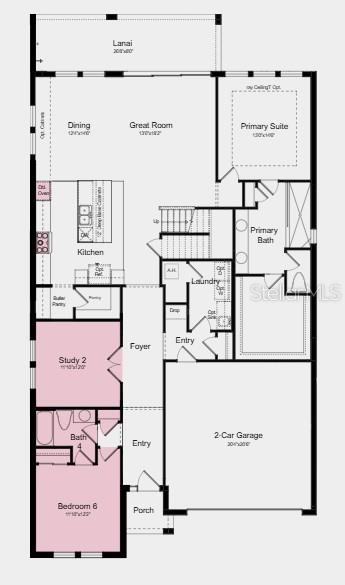 This floor plan shows a single-story home layout with a garage, kitchen, and primary suite — 12755 DOCKYARD TRAIL, PALMETTO, FL