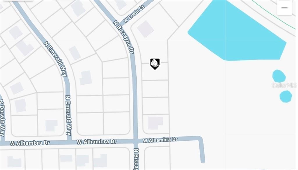 This is a map showing the street layout around N Biscayne Dr and W Alhambra Dr — 10075 N BISCAYNE DRIVE, CITRUS SPRINGS, FL