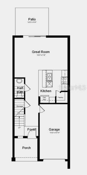 This is a floor plan showing the first level of a home with a garage — 7187 GRAND FOREST WAY, NOKOMIS, FL