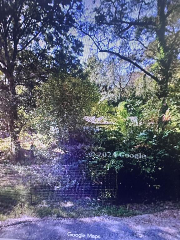A small house is partially obscured by dense trees and bushes behind a wire fence — 2180 BONIFAY GRITNEY ROAD, CARYVILLE, FL