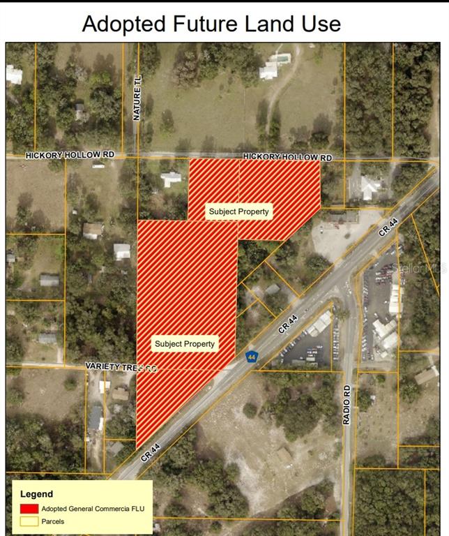 This map shows the adopted future land use for a parcel located along CR 44 — 9915 COUNTY ROAD 44, LEESBURG, FL