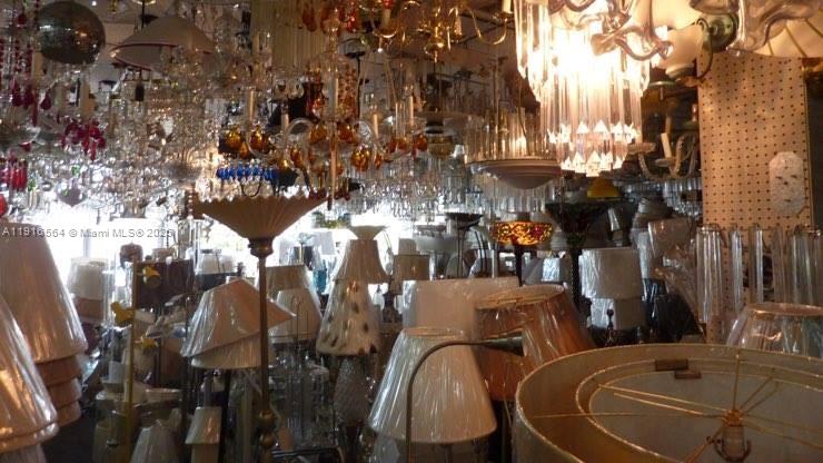 A retail store showroom is filled with numerous hanging chandeliers and various table lamps — 2178 NE 123rd St, North Miami FL 33181, NORTH MIAMI, FL