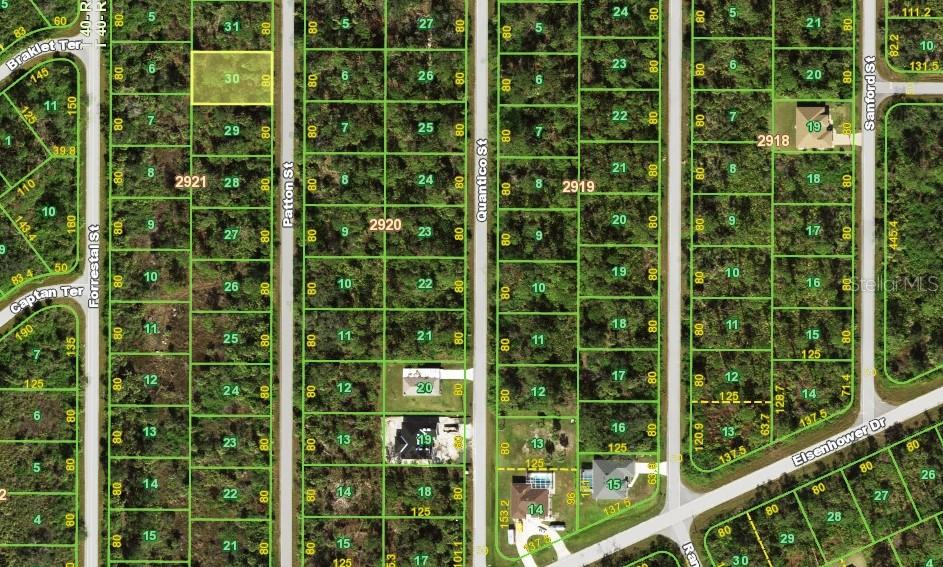 This is a map showing property lot lines and street layouts in a residential area — 1283 PATTON STREET, PORT CHARLOTTE, FL