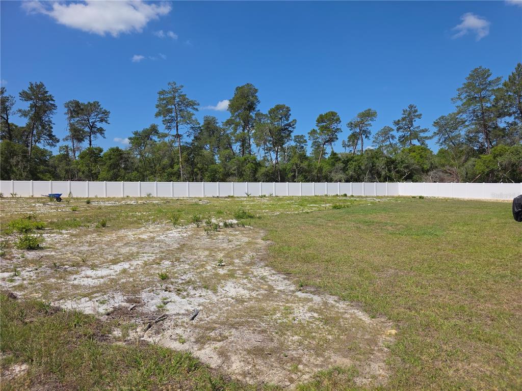 A large, flat, grassy, and sandy vacant lot is enclosed by a white vinyl fence — 2450 SW 170TH LOOP, OCALA, FL
