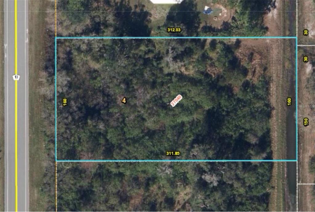 An aerial map shows a rectangular plot of land with dimensions labeled in feet — DALLAS BOULEVARD, ORLANDO, FL