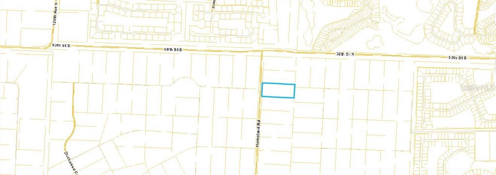This is a map showing a highlighted rectangular property parcel located along Homeland Road — 5114 HOMELAND ROAD, WELLINGTON, FL