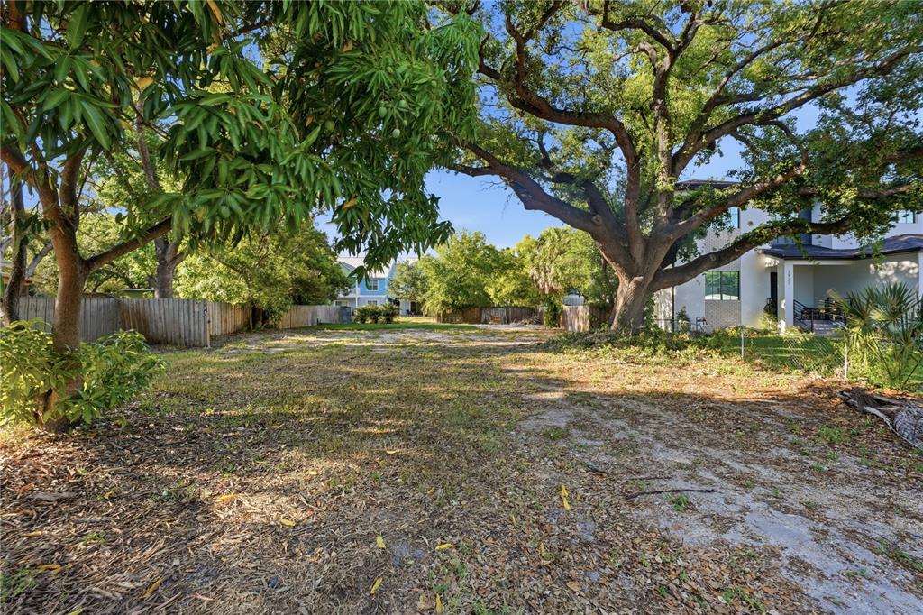 A large, grassy vacant lot features several mature trees and a wooden fence — 2929 W AVERILL AVENUE, TAMPA, FL