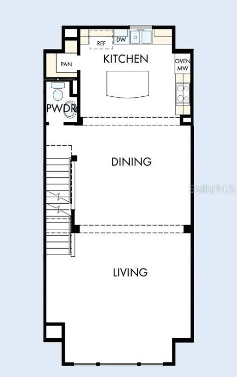 This is a floor plan showing a kitchen, dining area, living room, and powder room — 446 31ST WAY N, ST PETERSBURG, FL
