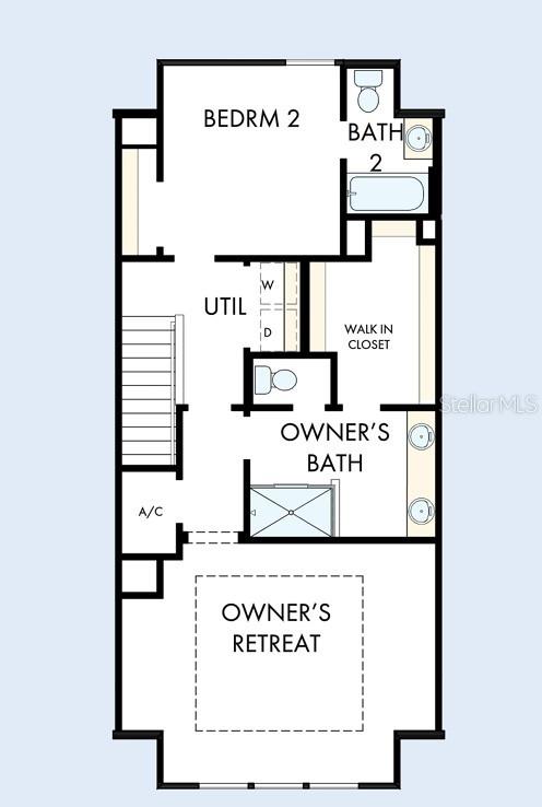 This floor plan shows the upper level of a home with two bedrooms and two bathrooms — 446 31ST WAY N, ST PETERSBURG, FL